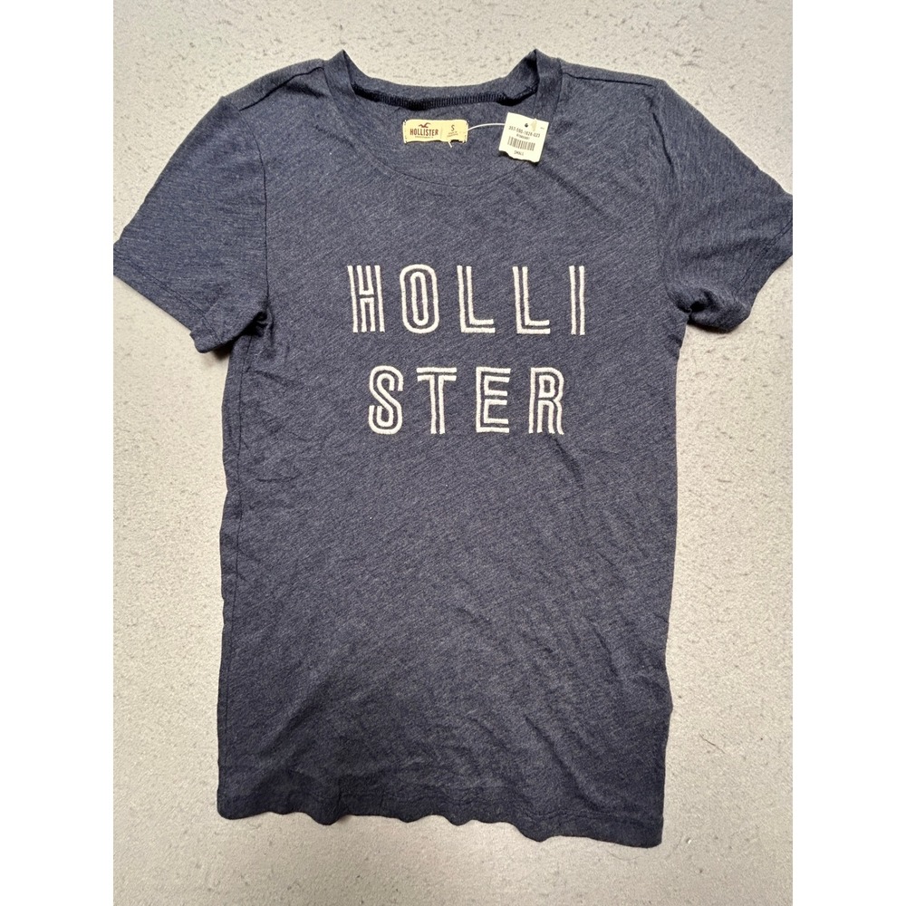 Hollister T Shirt Cotton Blend Navy Blue Heather Small Womens